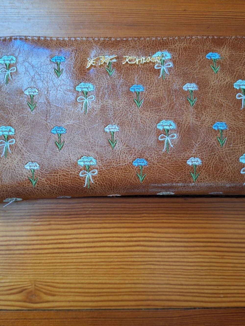Pre-Owned Betsey Johnson Faux Leather Floral Wallet